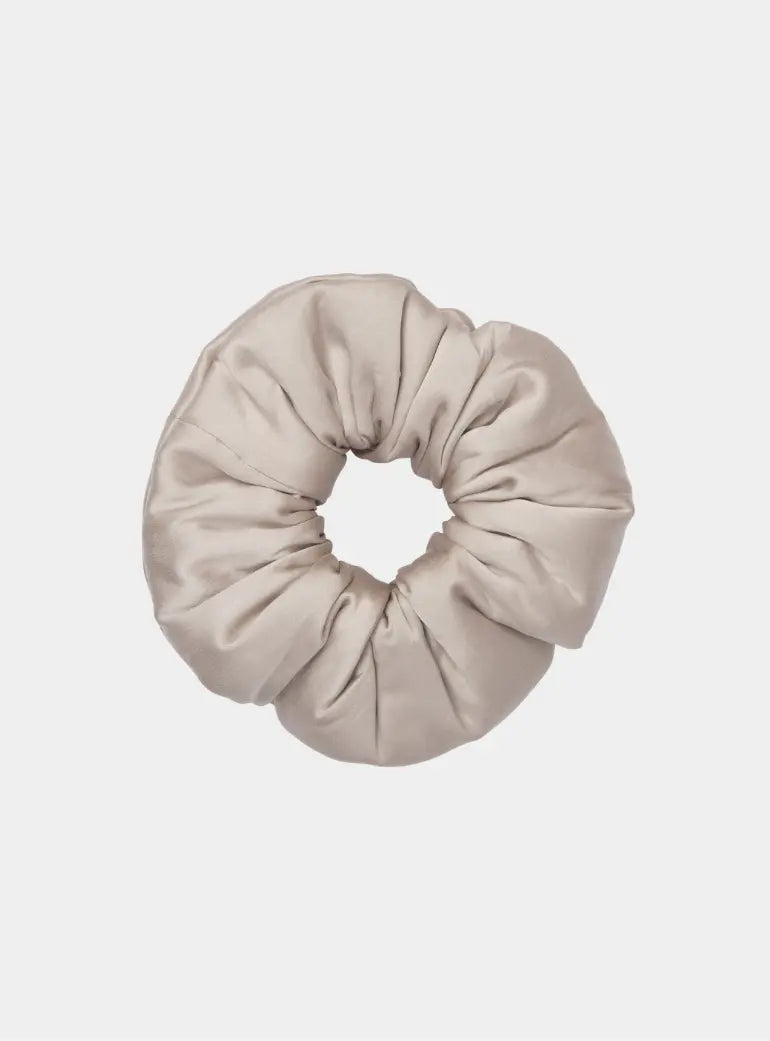 Soft Beige Oversized Organic Stretch Silk Scrunchie MAMU Dream