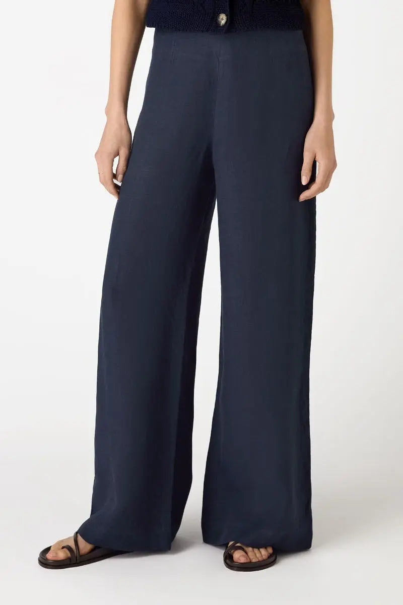 Soft Linen Trouser - Navy Bamford