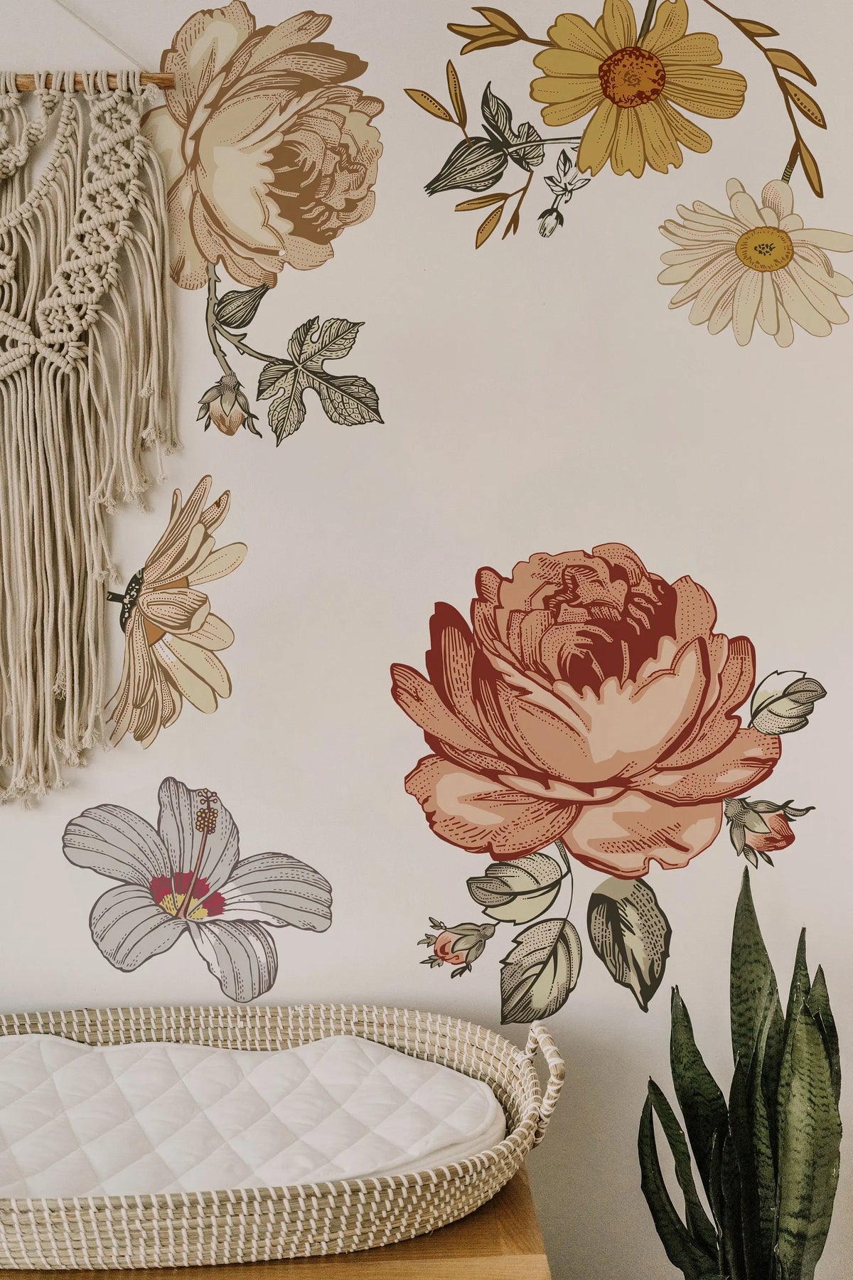 Soft Nursery Floral Wall Decal Wall Sticker for Kids Vintage Peony Flower ClickWalls