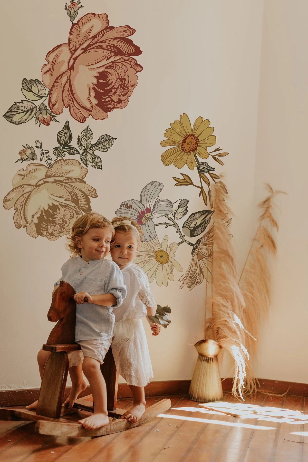 Soft Nursery Floral Wall Decal Wall Sticker for Kids Vintage Peony Flower ClickWalls