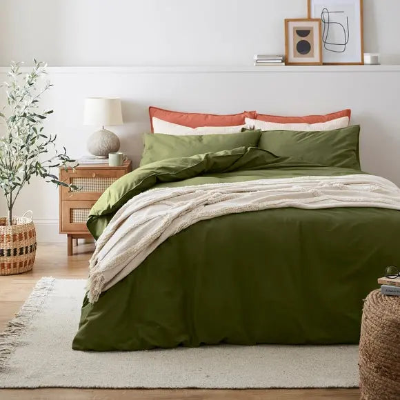 Soft Washed Recycled Cotton Duvet Cover and Pillowcase Set Dunelm