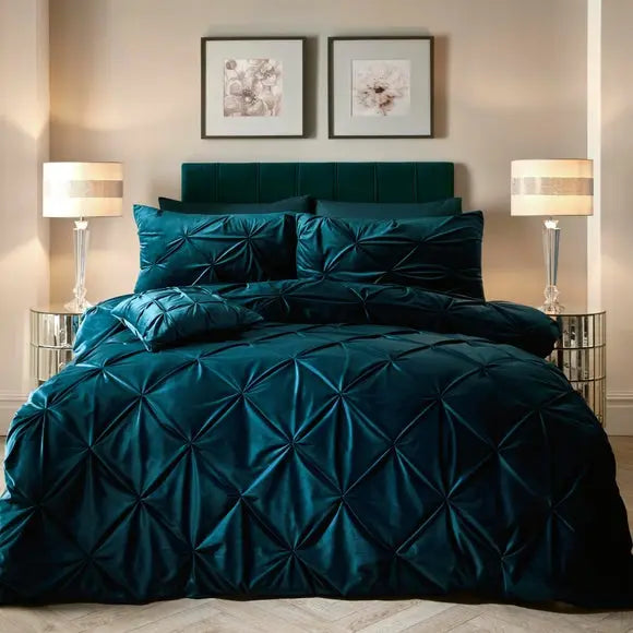 Soiree Mira Teal Duvet Cover and Pillowcase Set Dunelm