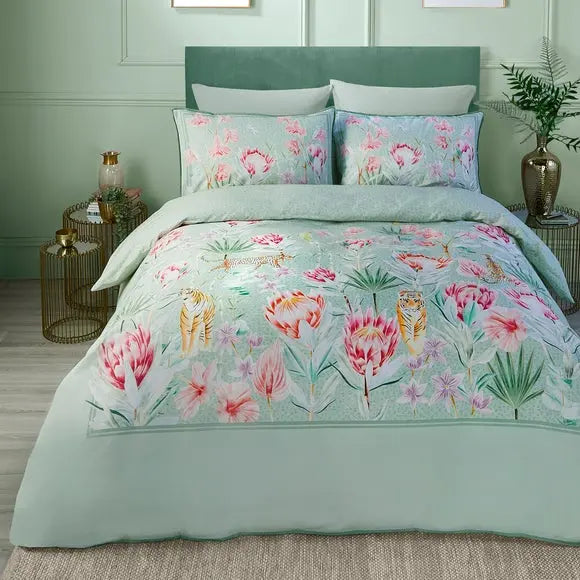 Soiree Tropical Leopard 200 Thread Count Duvet Cover and Pillowcase Set Dunelm