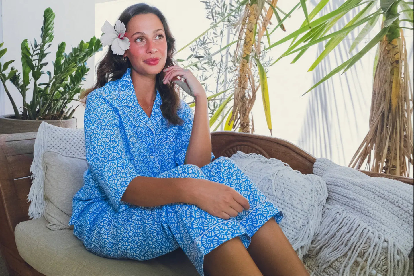 Somaya Block Printed Long Sleeve Pyjama Trouser Set Naree Clothing