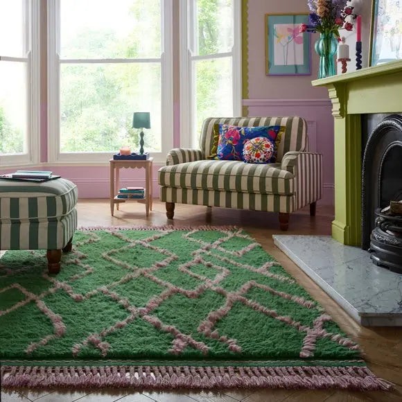 Sophie Robinson Geometric Berber Supersoft Shaggy Rug Dunelm