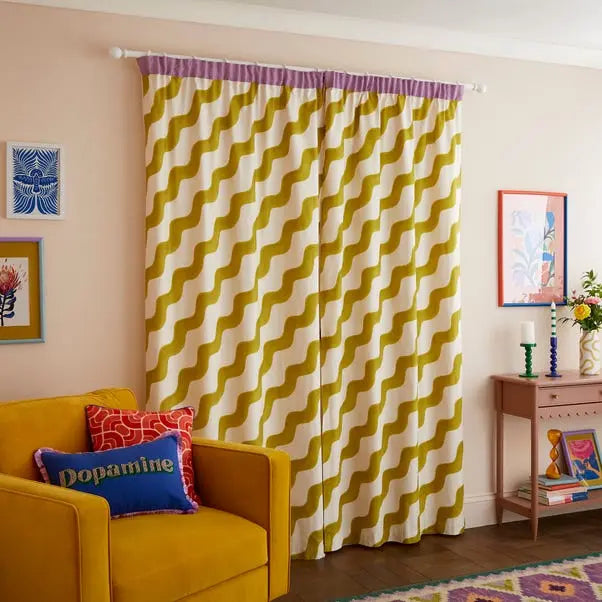 Sophie Robinson Hazy Wave Pencil Pleat Curtains Dunelm