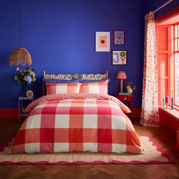 Sophie Robinson Picnic Plaid 100% Cotton Duvet Cover & Pillowcase Set Dunelm
