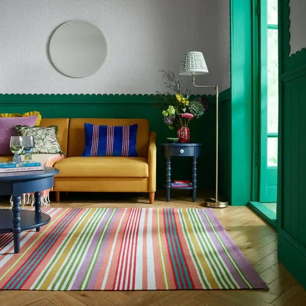 Sophie Robinson Rock Candy Stripe Indoor Outdoor Rug Dunelm