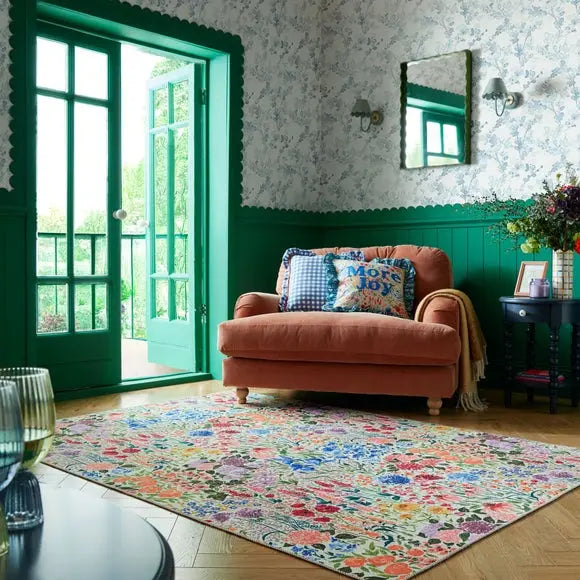 Sophie Robinson Sunshine Flowers Washable Rug Dunelm