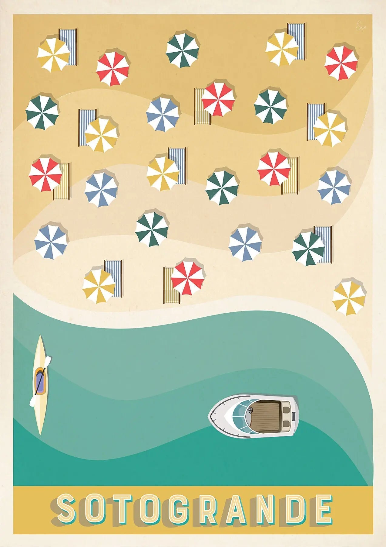 Sotogrande Vintage Travel art by SAX Doodle