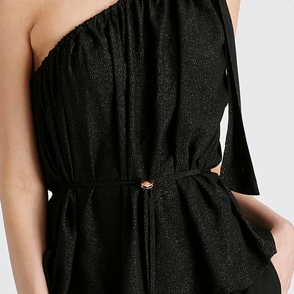 Sparkled One Shoulder Bow Top Paisie