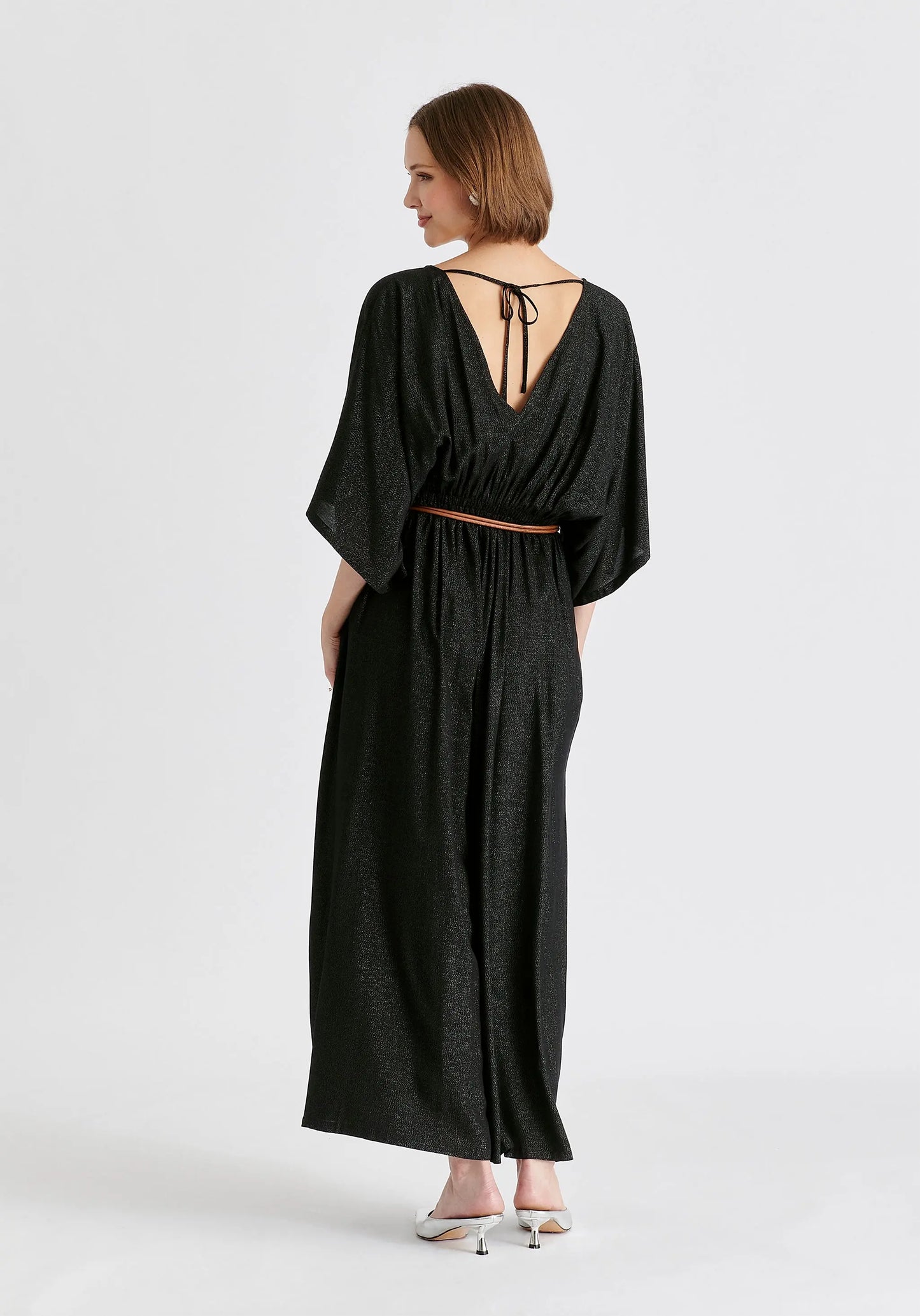 Sparkled Wide Leg Jumpsuit With Belt Paisie