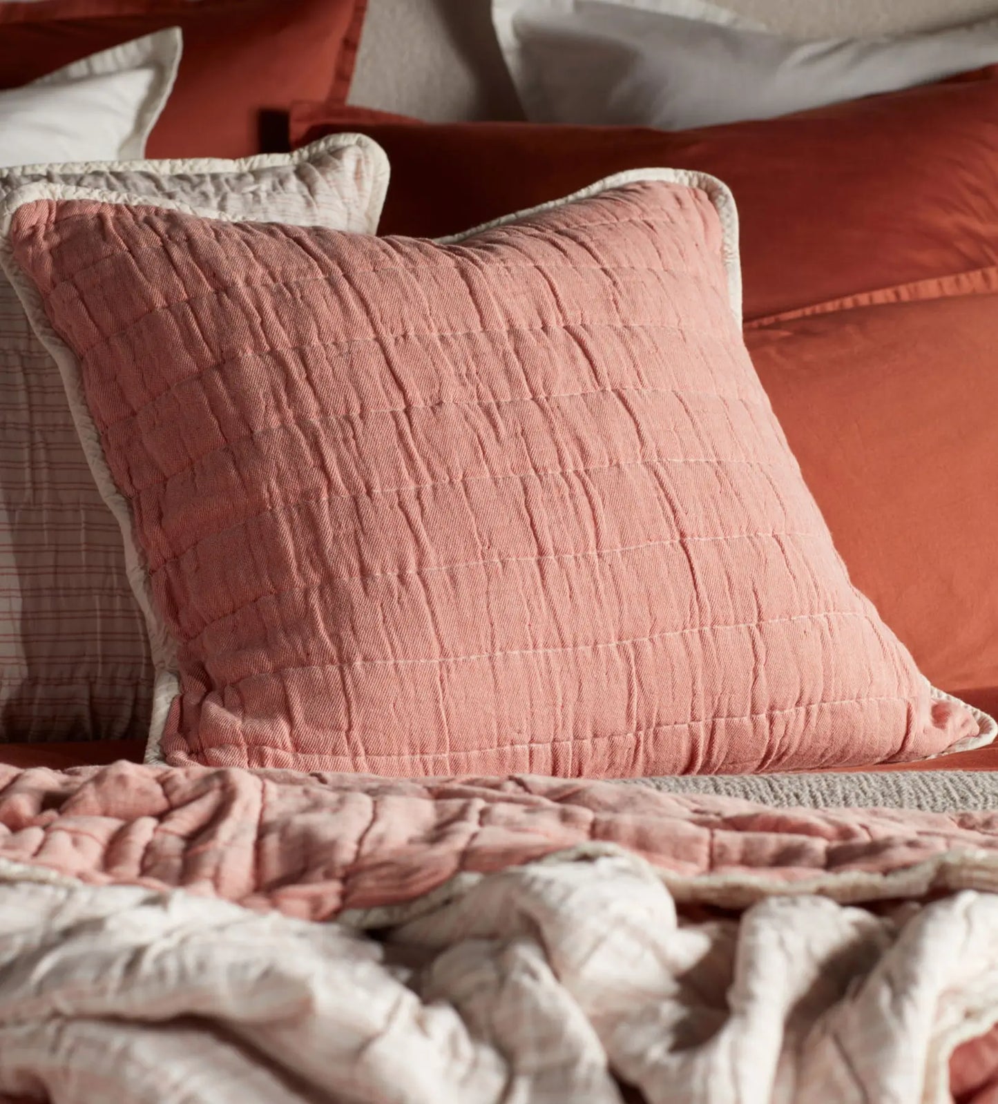Spice Vivienne 100% Cotton Quilted Cushion Cover The Secret Linen Store