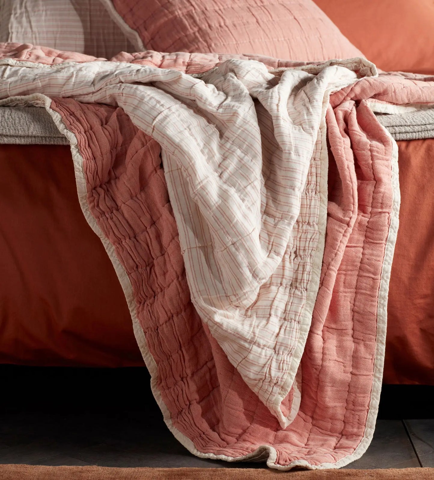 Spice Vivienne 100% Cotton Quilted Throw The Secret Linen Store