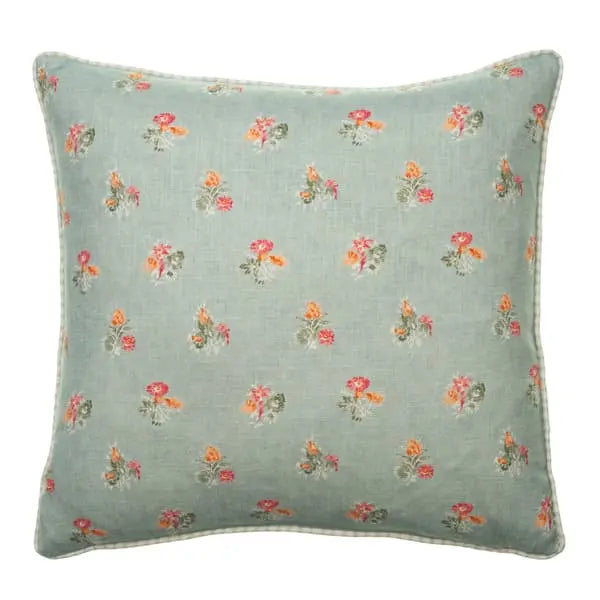 Spinney Duck Egg, Sustainable Feather, Cushion Eco-conscious & Linen & Linen Blend Floral & Small Prints Andrew Martin