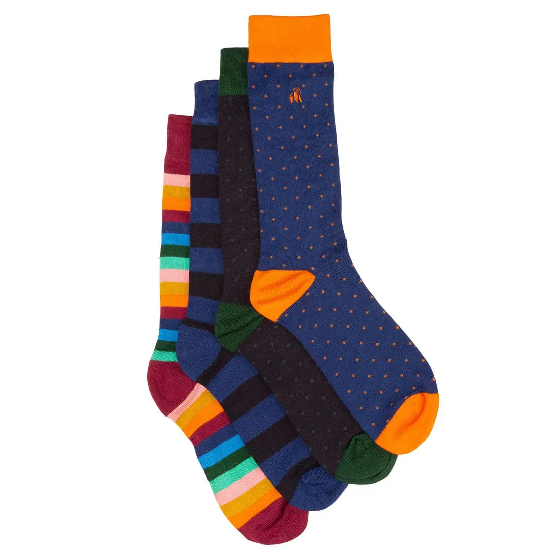 Spots & Stripes Comfort Cuff Bamboo Sock Bundle - Four Pairs Swole Panda