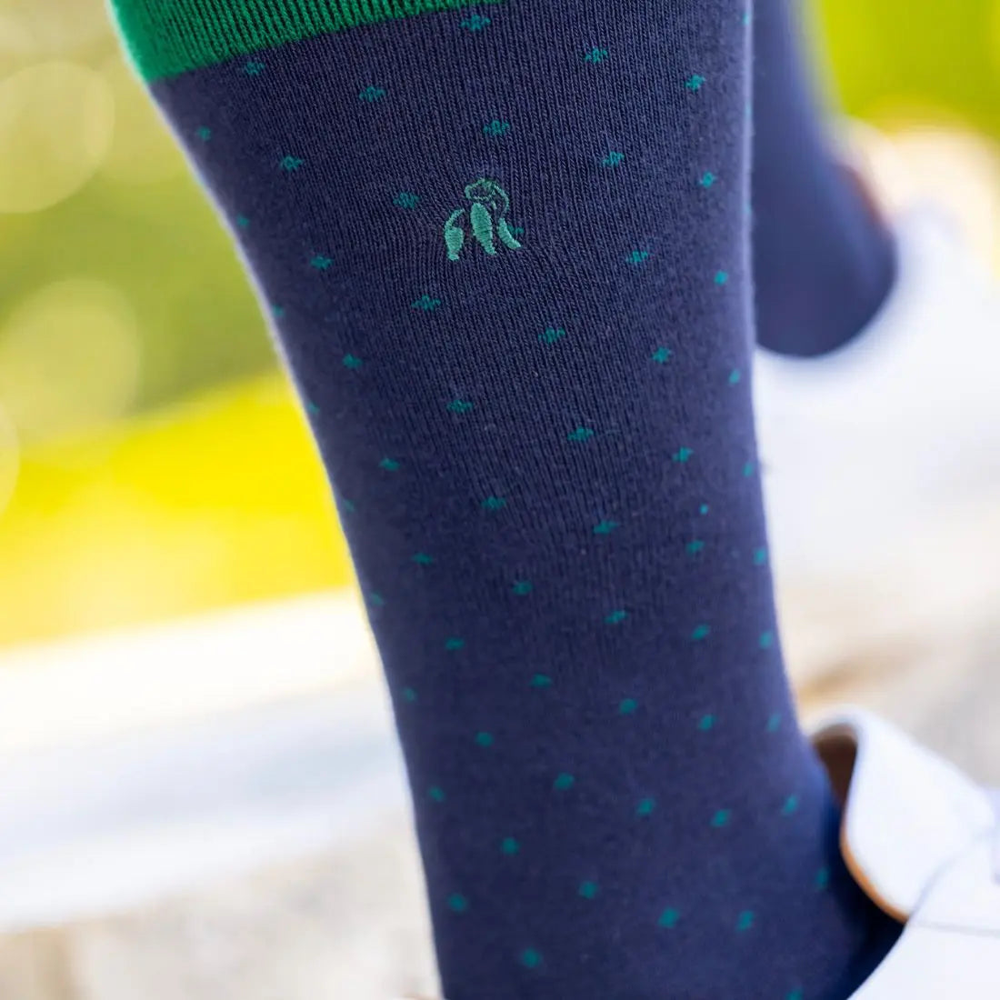 Spotted Navy Bamboo Socks Swole Panda