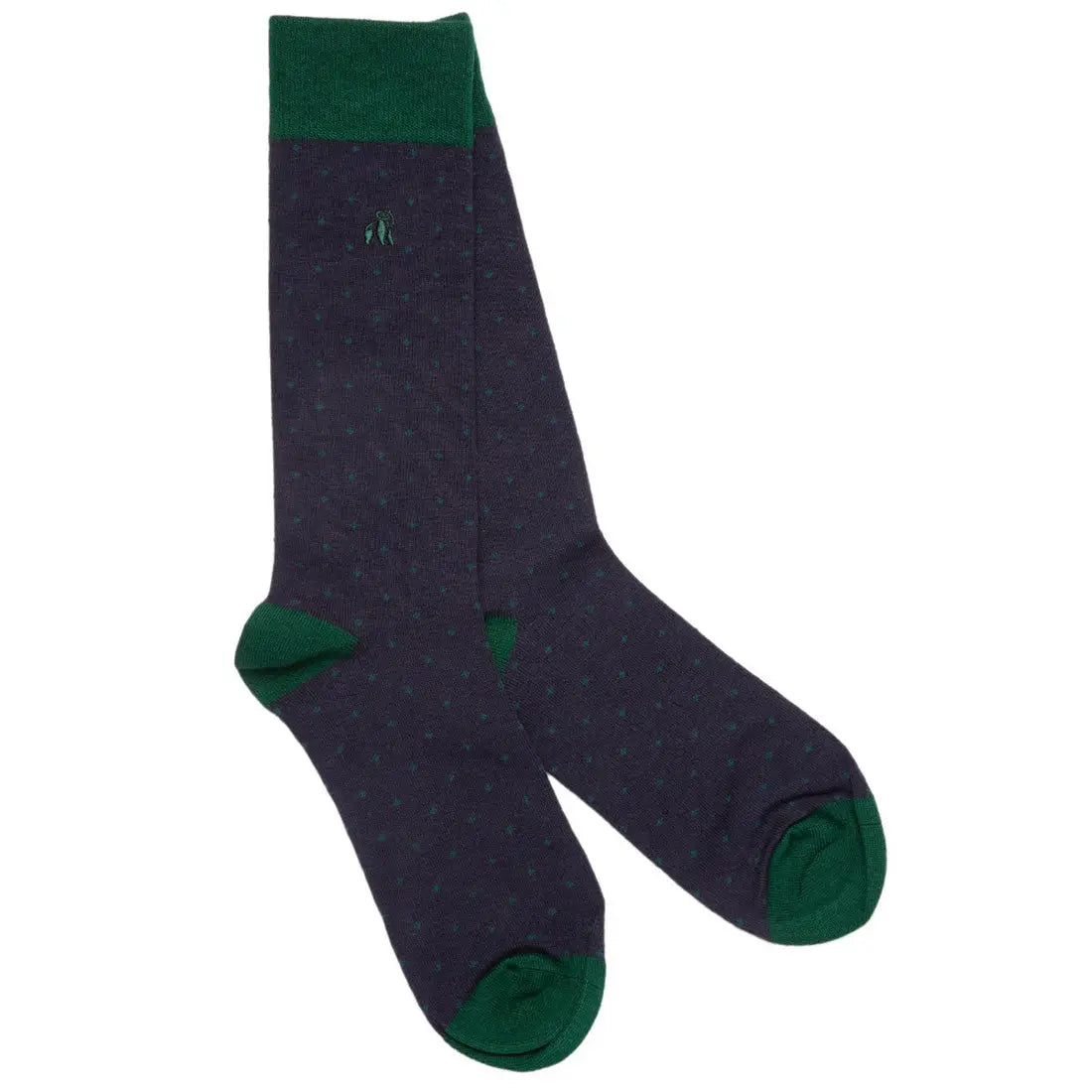 Spotted Navy Bamboo Socks (Comfort Cuff) Swole Panda