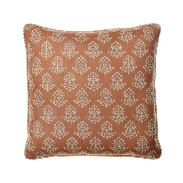 Sprig Orange, Sustainable Feather, Cushion Eco-conscious & Linen Blend & Viscose Blend Floral & Small Prints Andrew Martin