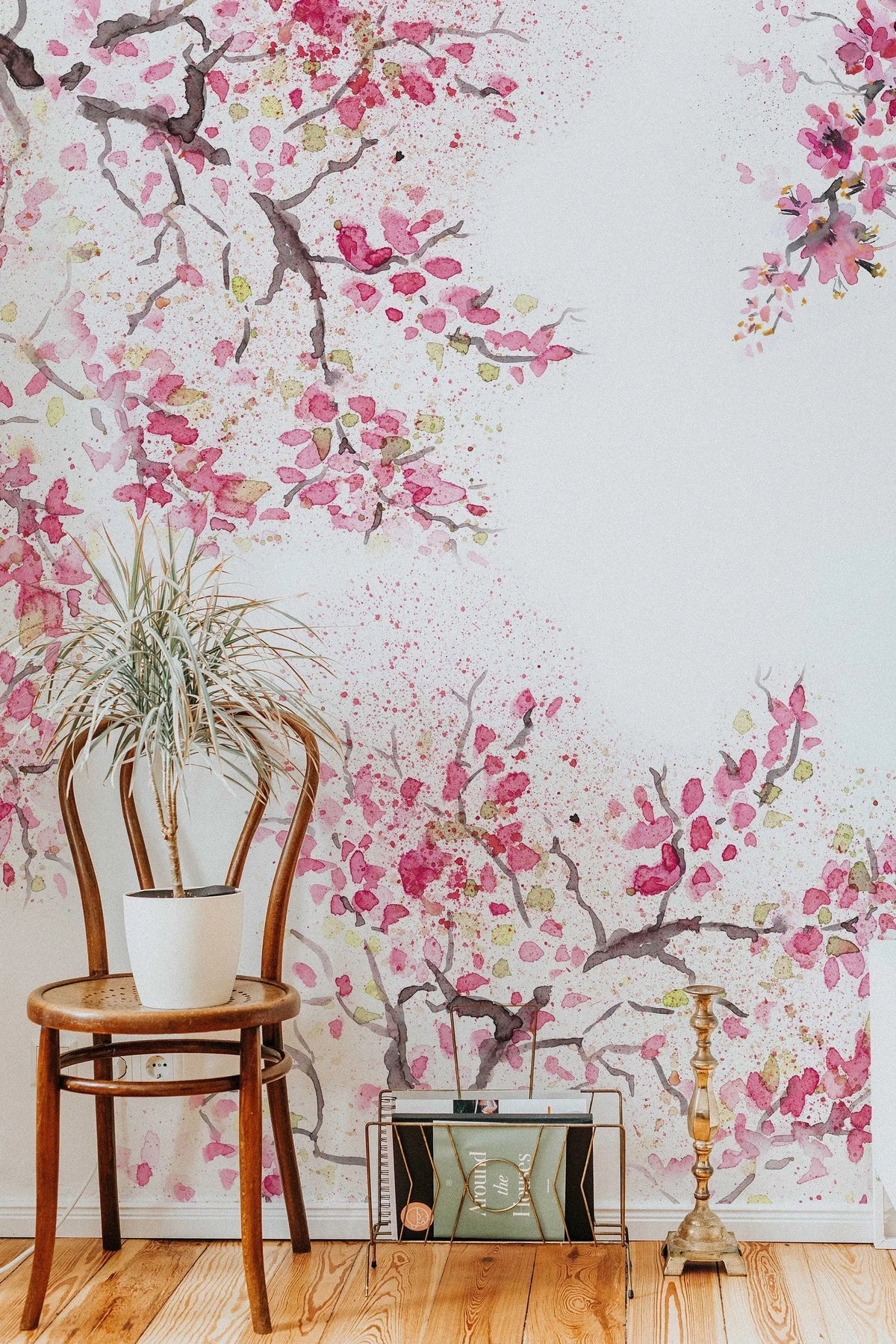 Spring Cherry Blossom Removable Wallpaper | Watercolor Wall Mural | Peel and Stick Wallmural | Floral Mural | Wall Murals ClickWalls