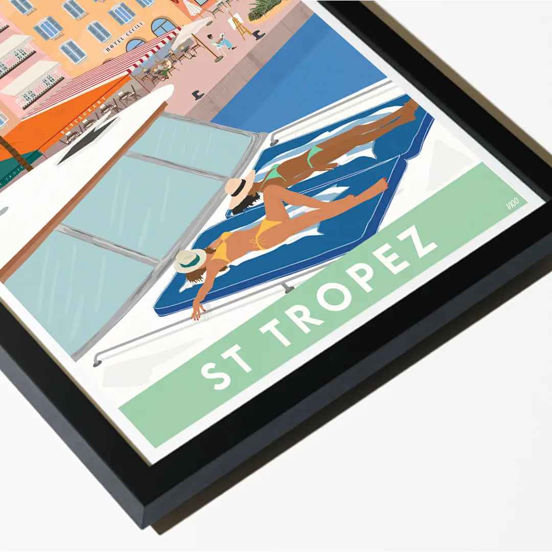 St Tropez, France Travel art by SAX Doodle