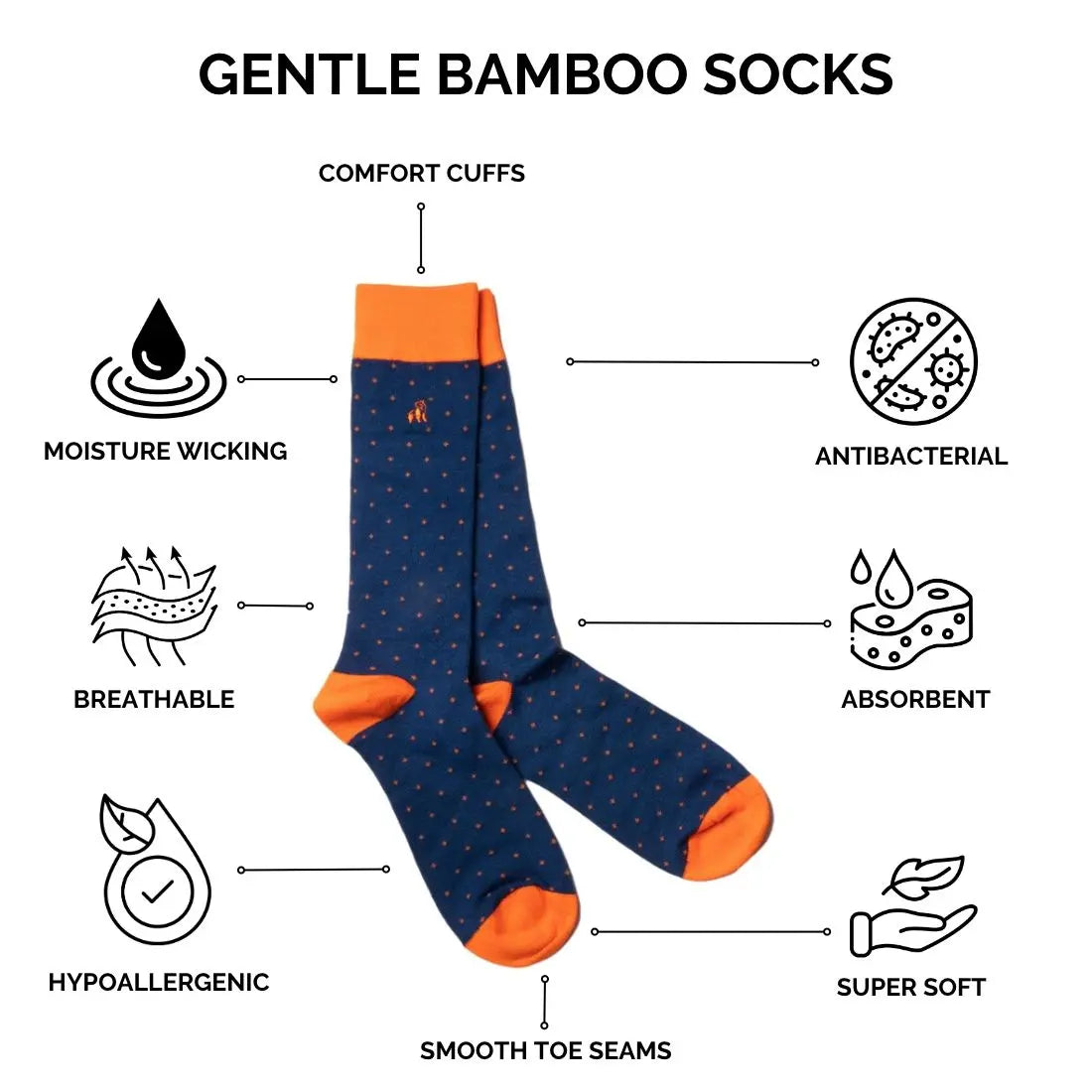 Stag Bamboo Socks (Comfort Cuff) Swole Panda