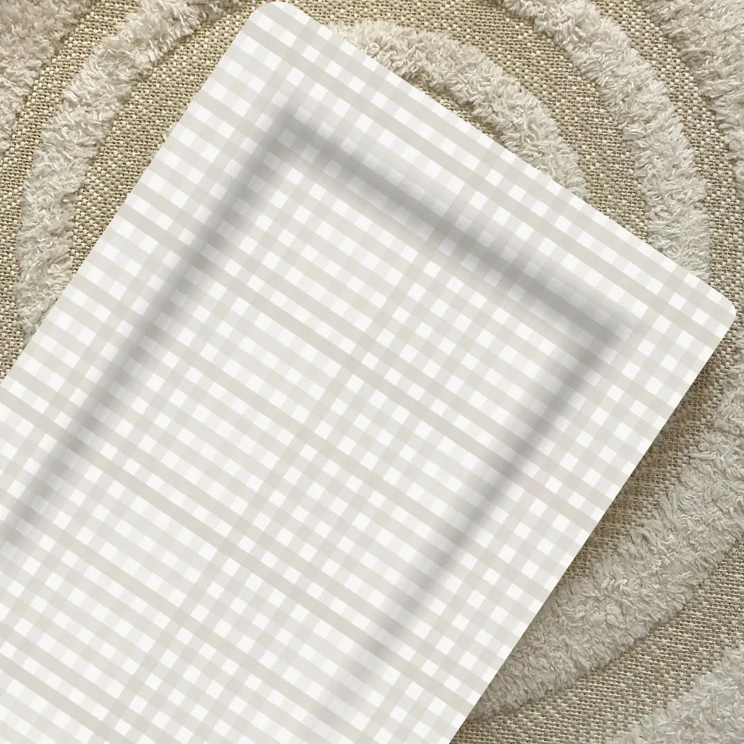 Standard Changing Mat - Beige Gingham Bobbin and Bumble