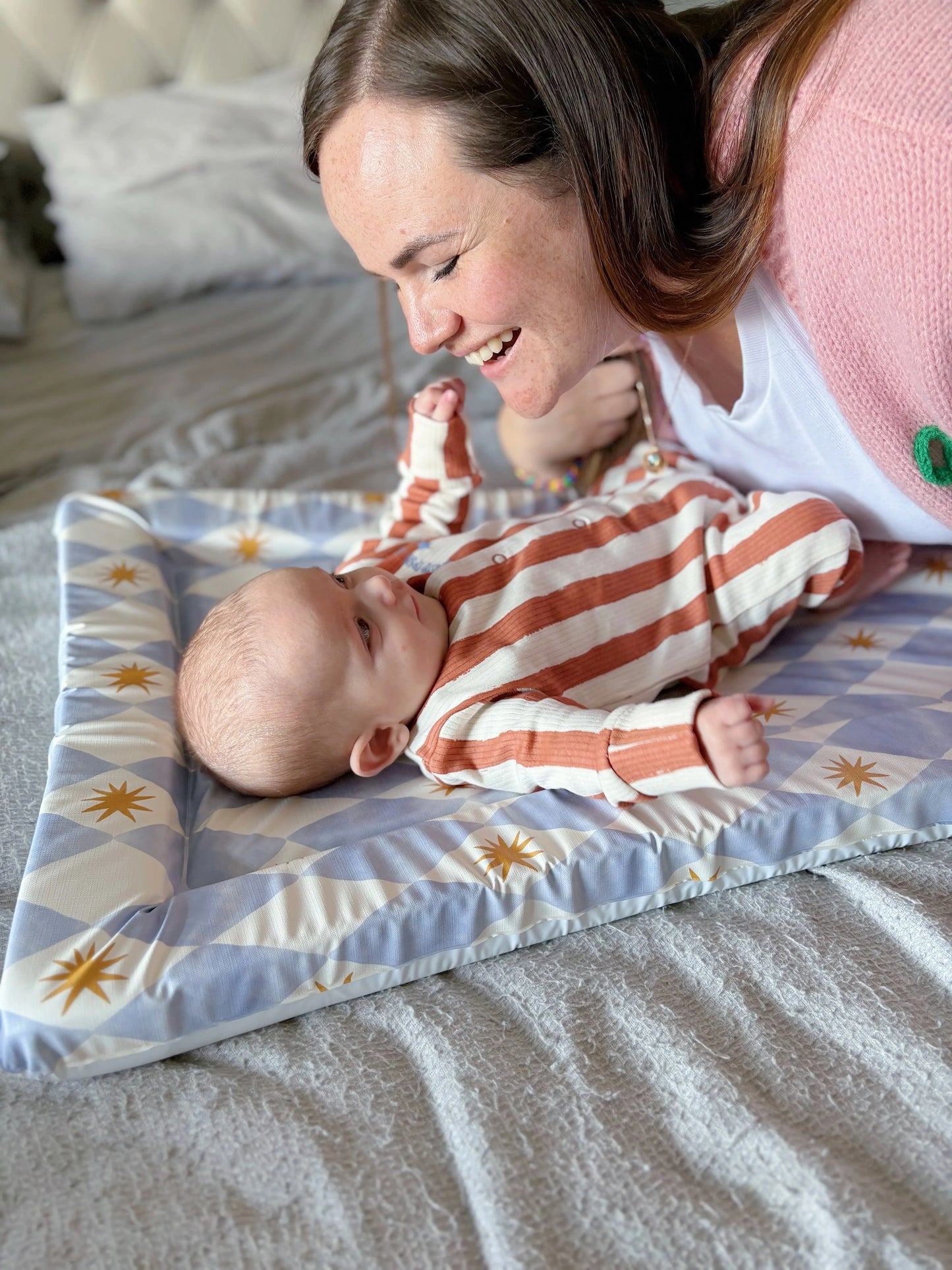 Standard Changing Mat - Blue Harlequin Bobbin and Bumble