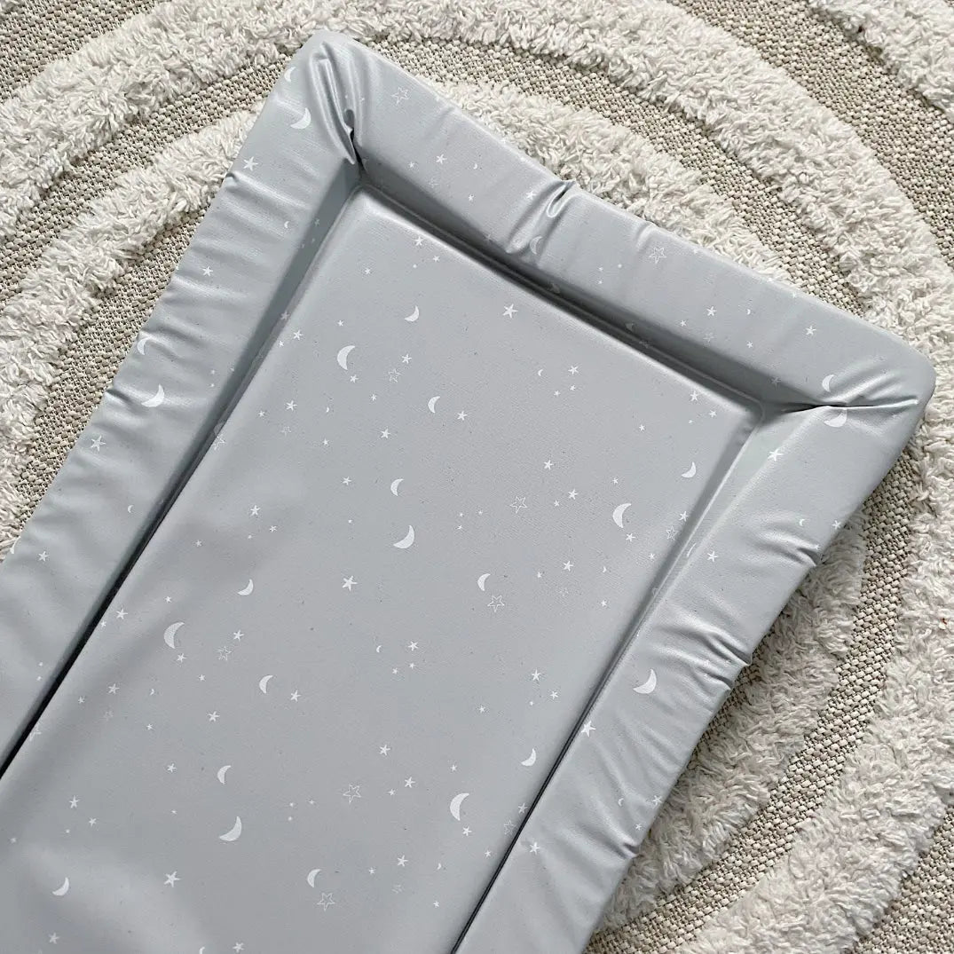 Standard Changing Mat - Grey-green moon and stars Print Bobbin and Bumble