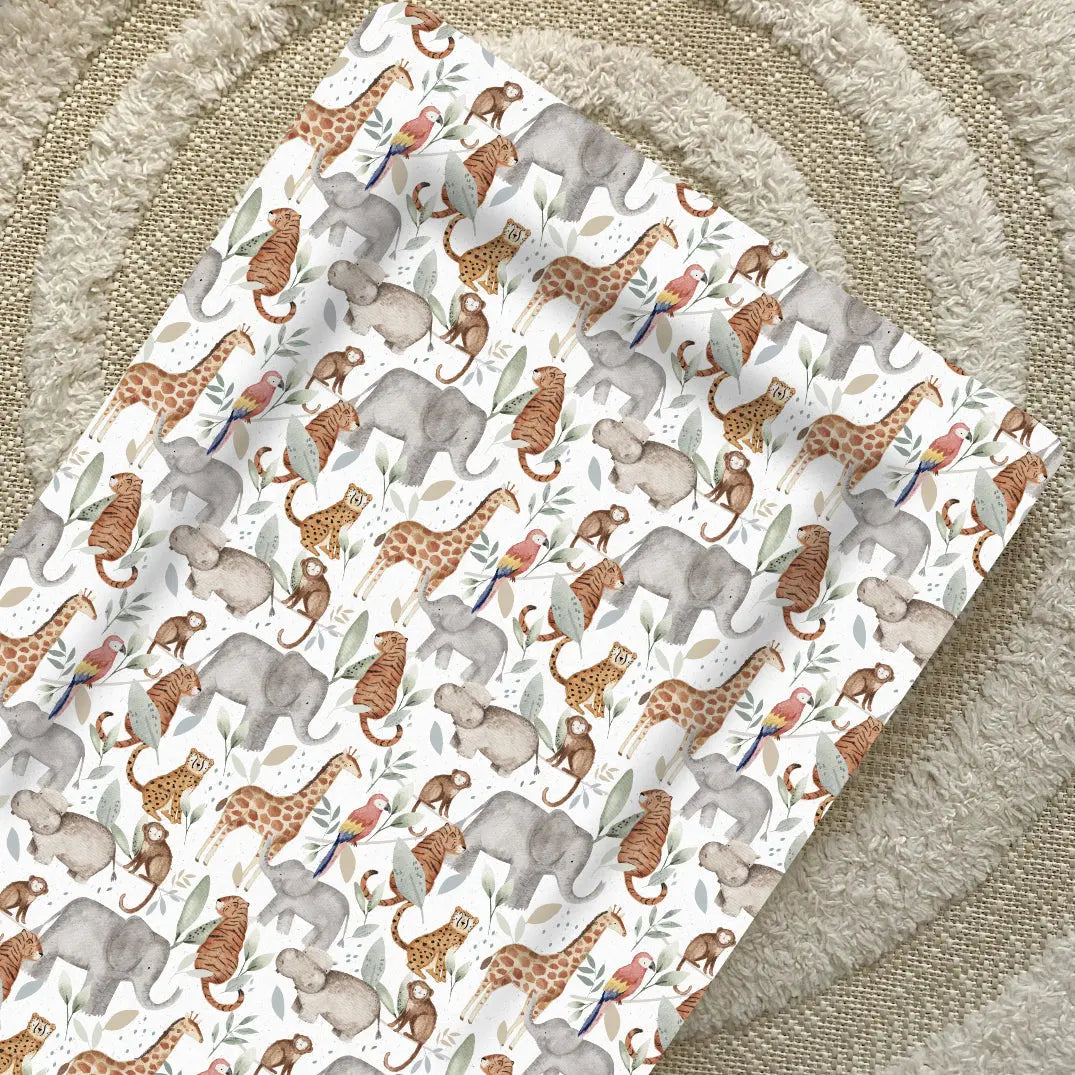 Standard Changing Mat - Jungle Animals Print Bobbin and Bumble