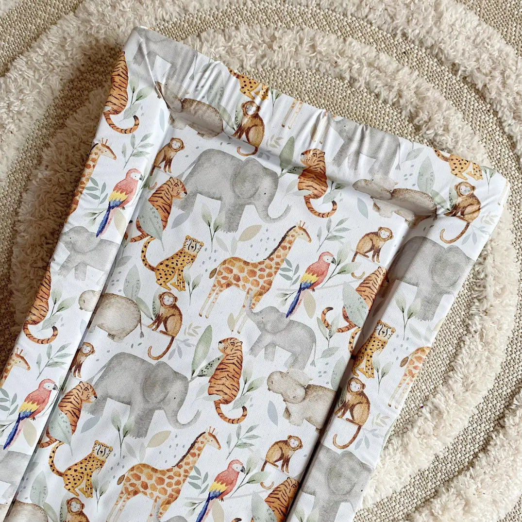 Standard Changing Mat - Jungle Animals Print Bobbin and Bumble