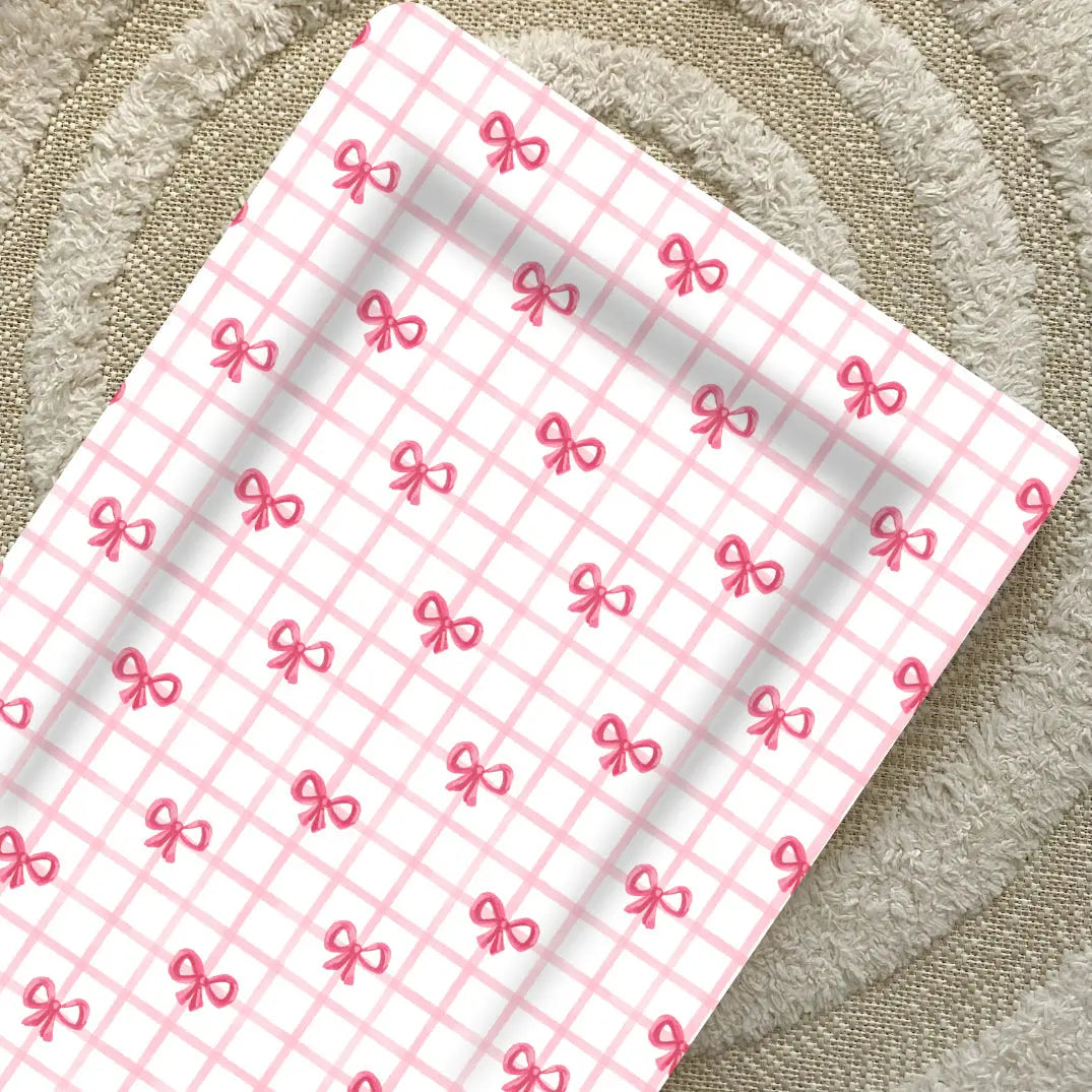 Standard Changing Mat - Pink Bows Bobbin and Bumble