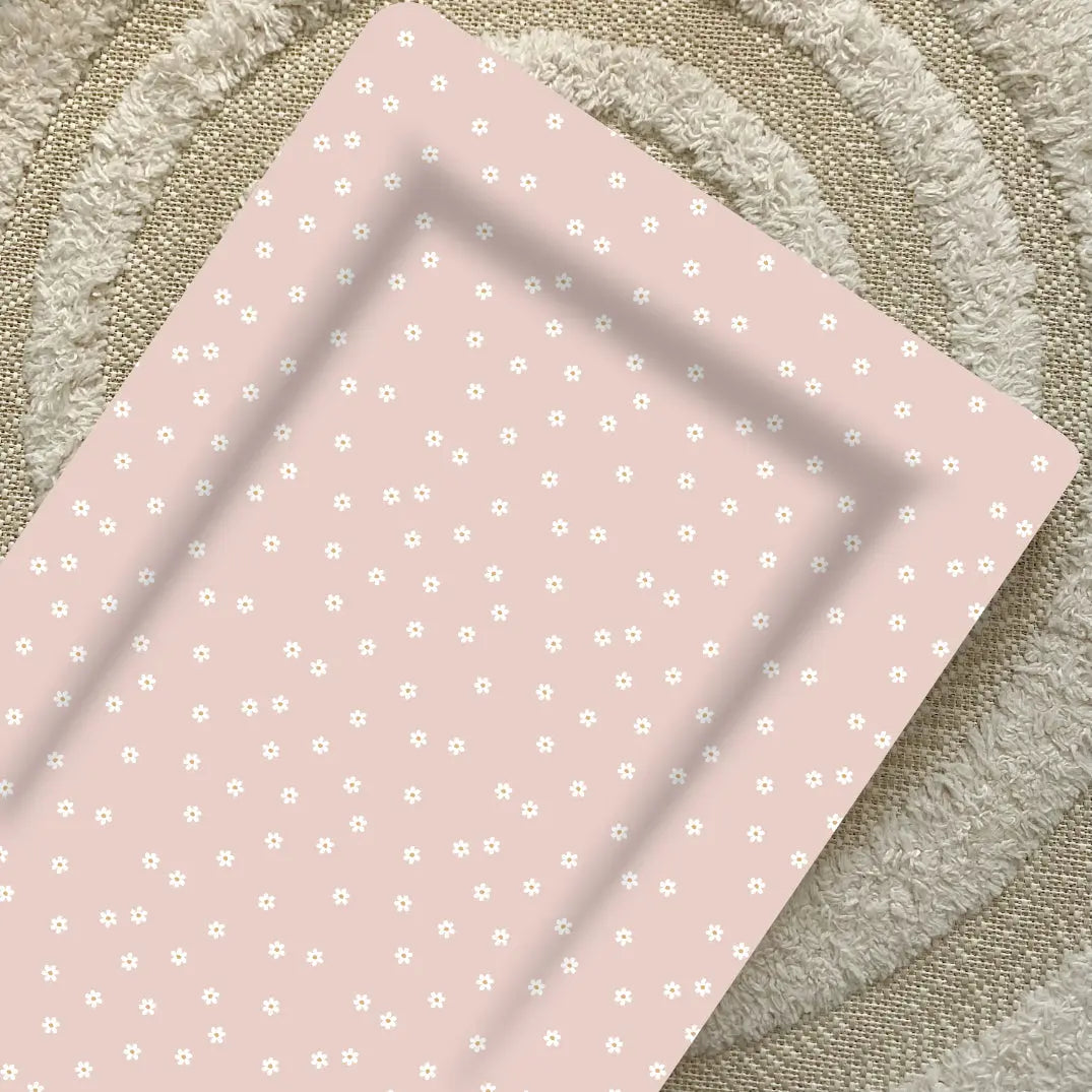 Standard Changing Mat - Pink Daisy Print Bobbin and Bumble