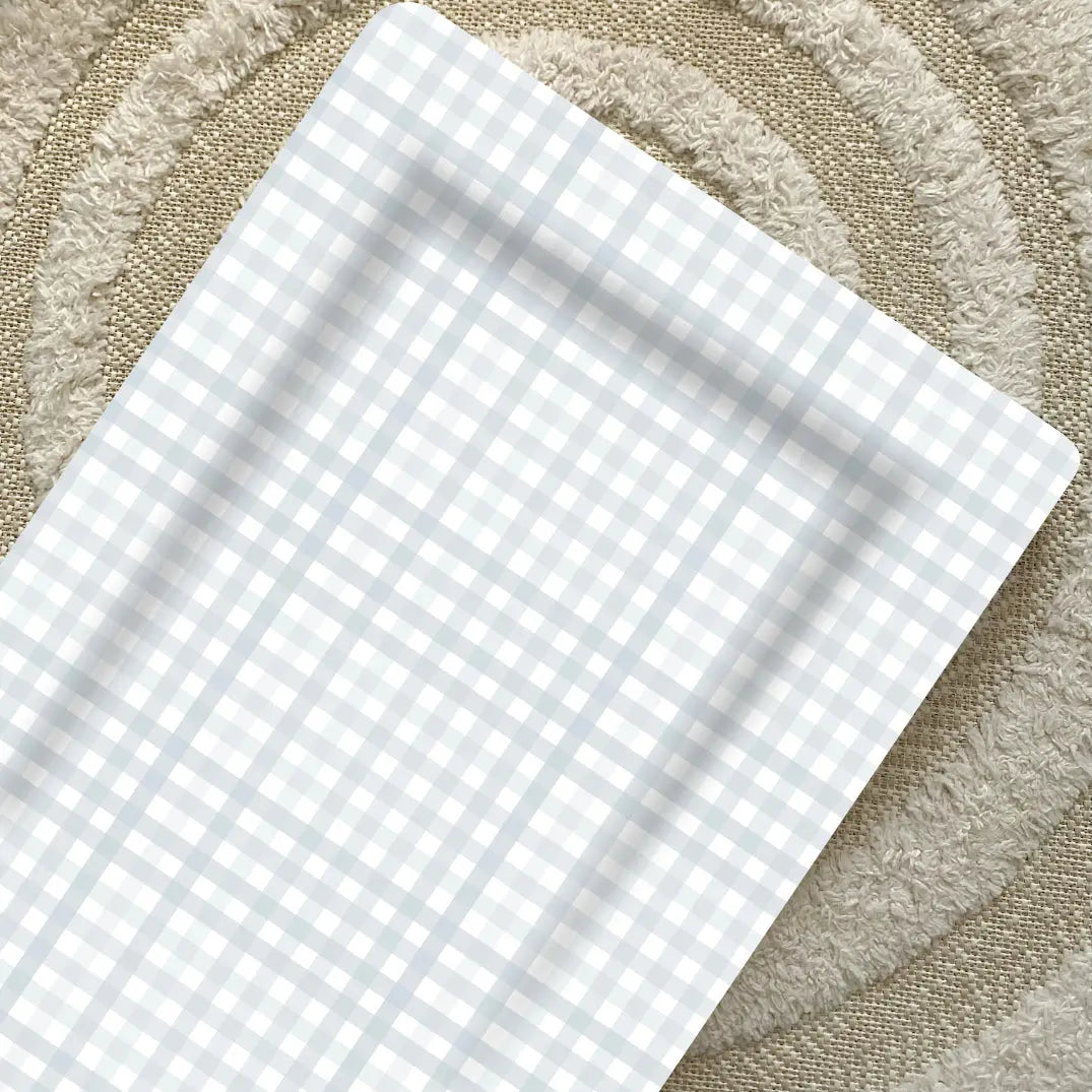 Standard Changing Mat - Powder Blue Gingham Bobbin and Bumble