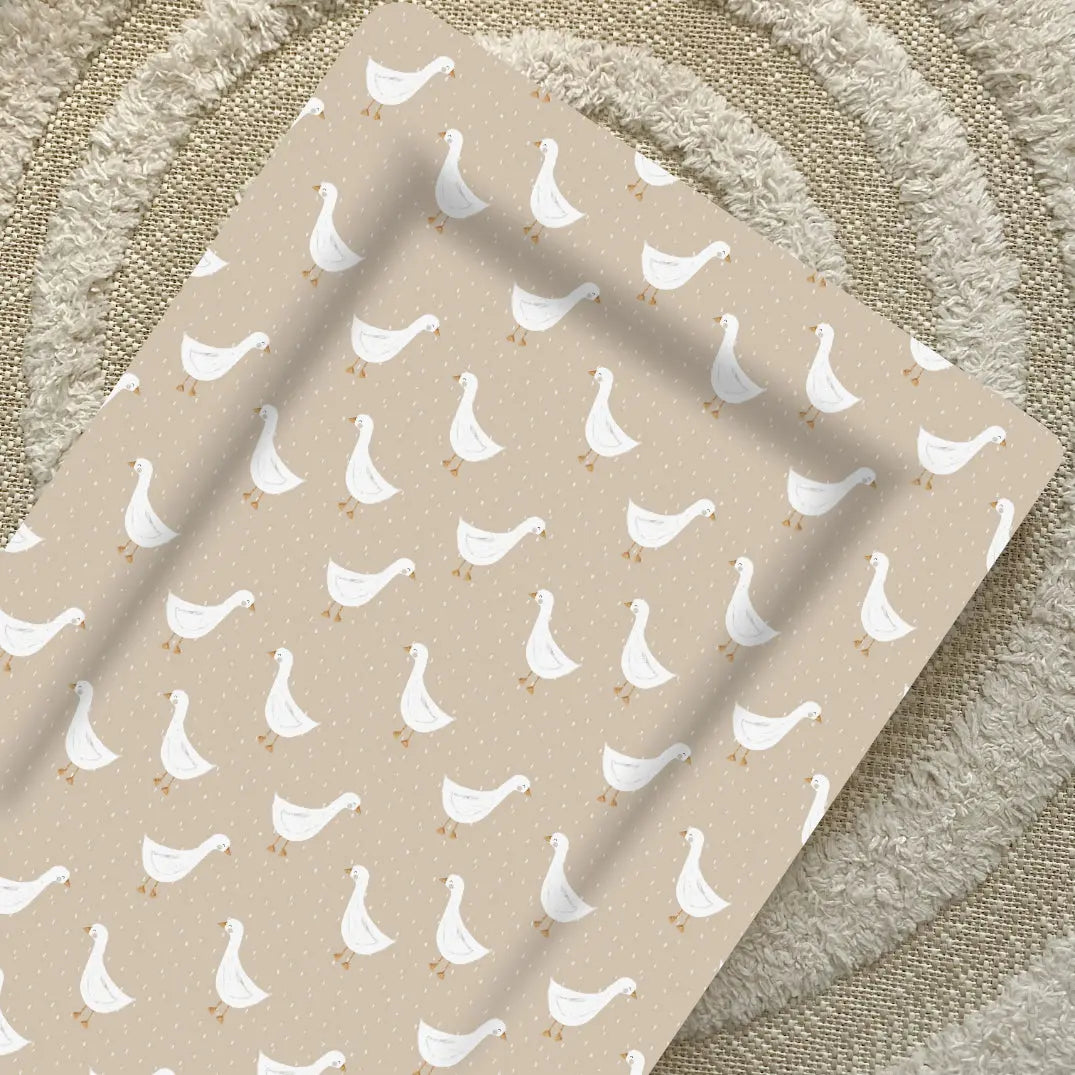 Standard Changing Mat - White Goose Unisex Print Bobbin and Bumble