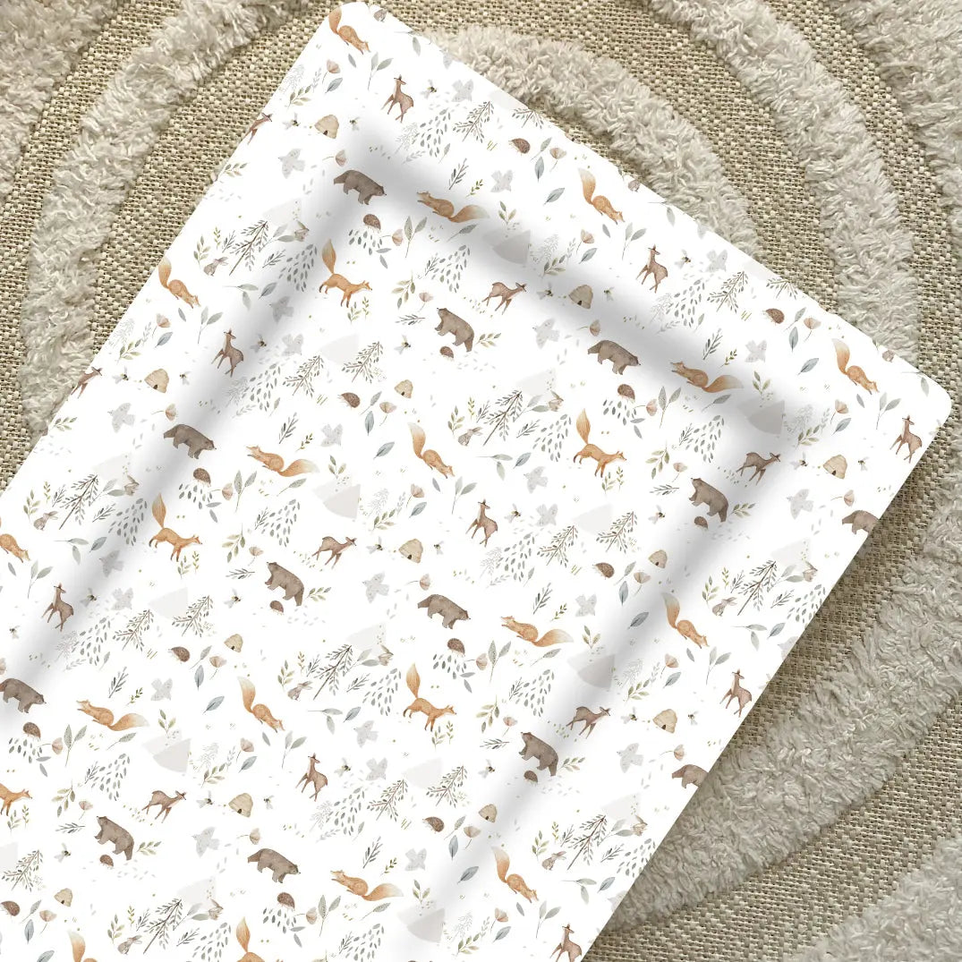 Standard Changing Mat - Woodland Animals Print Bobbin and Bumble