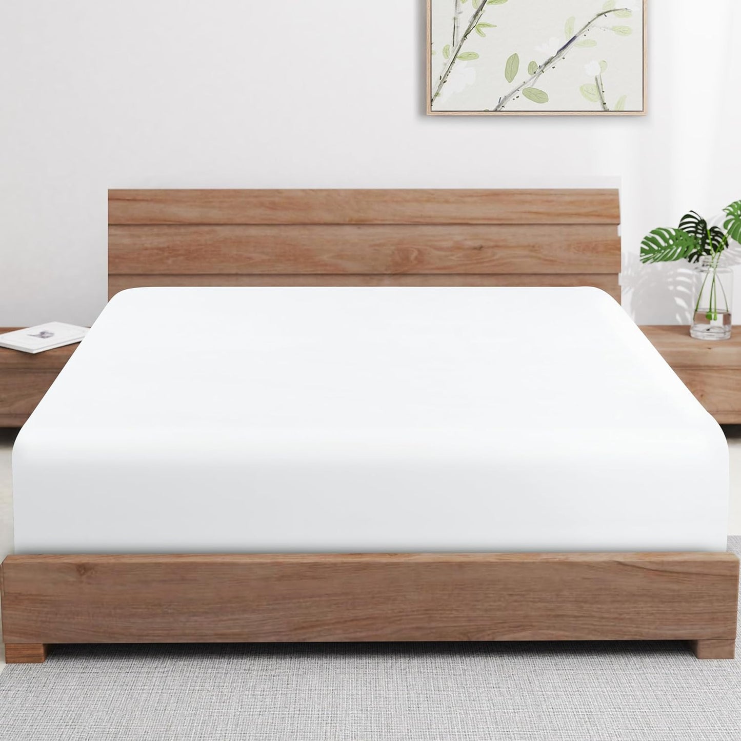 Bamboo Fitted Sheet in White (UK Standard) Euphoric Bedding