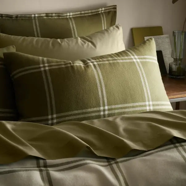 Stanway Check Natural Cotton Duvet Cover and Pillowcase Set Dunelm