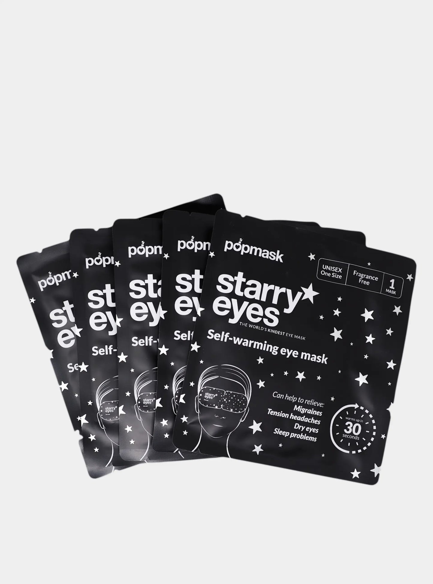 Starry Eyes Self-Heating Eye Masks – 5 Pack | Relax & Unwind for Better Sleep Popmask