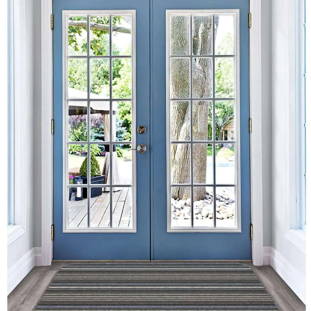 Stockholm Lead/Light Blue Washable Mat The Rugs