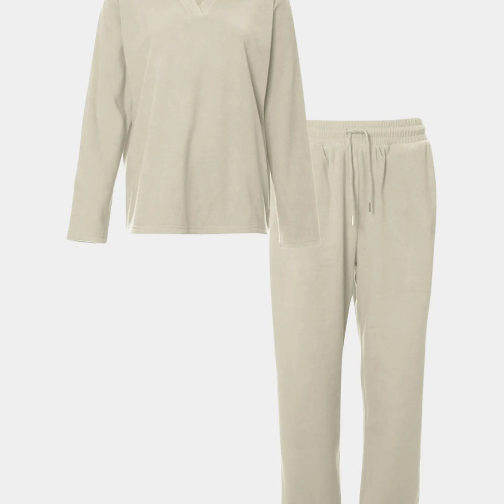 Stone Fleece Lounge Set Pretty You London