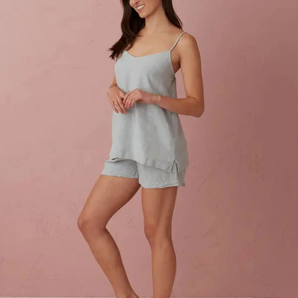 Stone Grey Evie 100% Linen Shorts The Secret Linen Store