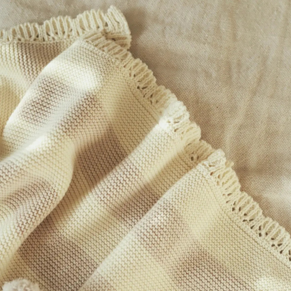 Stripe Knit Blanket - Oat Melange Avery Row