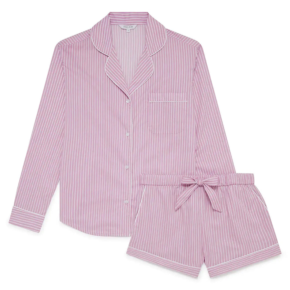 Stripe Women's Long Sleeve Organic Cotton Pyjama Short Set Myza
