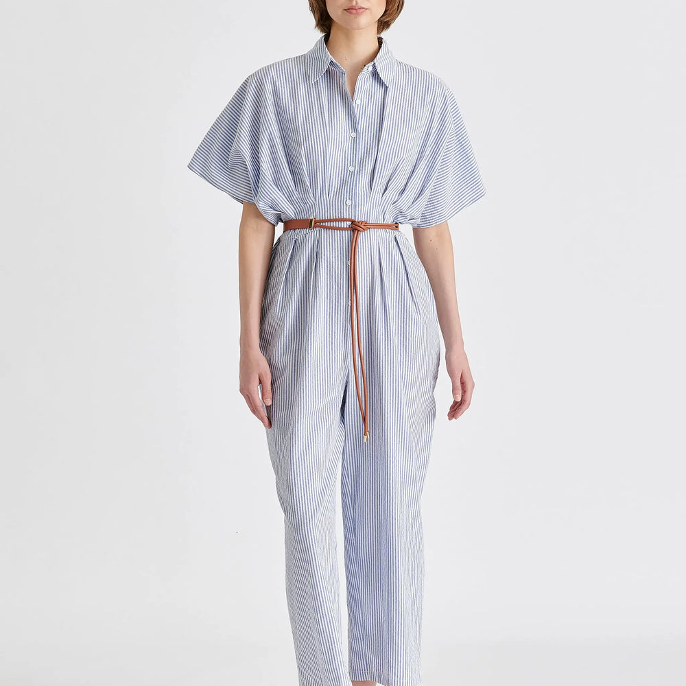 Striped Jumpsuit With Waist Pleats Paisie