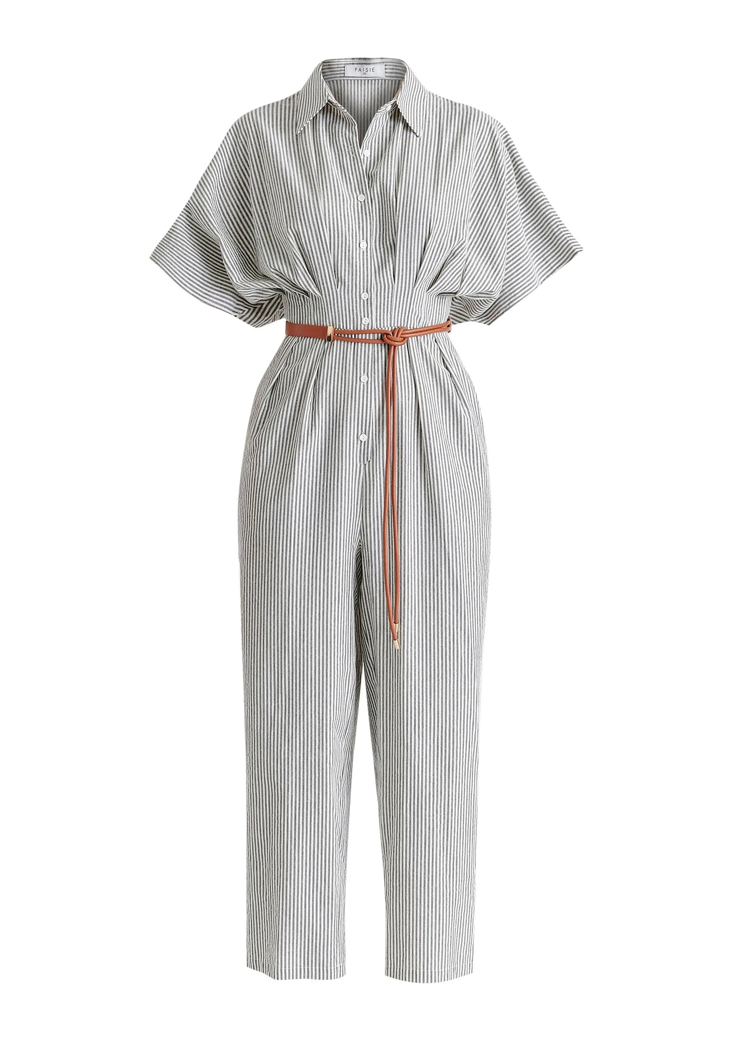 Striped Jumpsuit With Waist Pleats Paisie