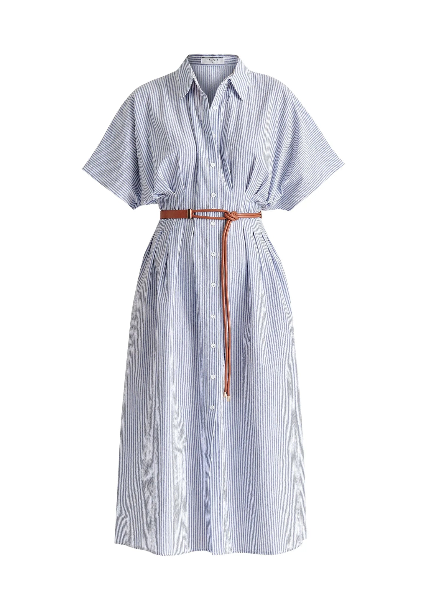 Striped Shirt Dress With Waist Pleats Paisie