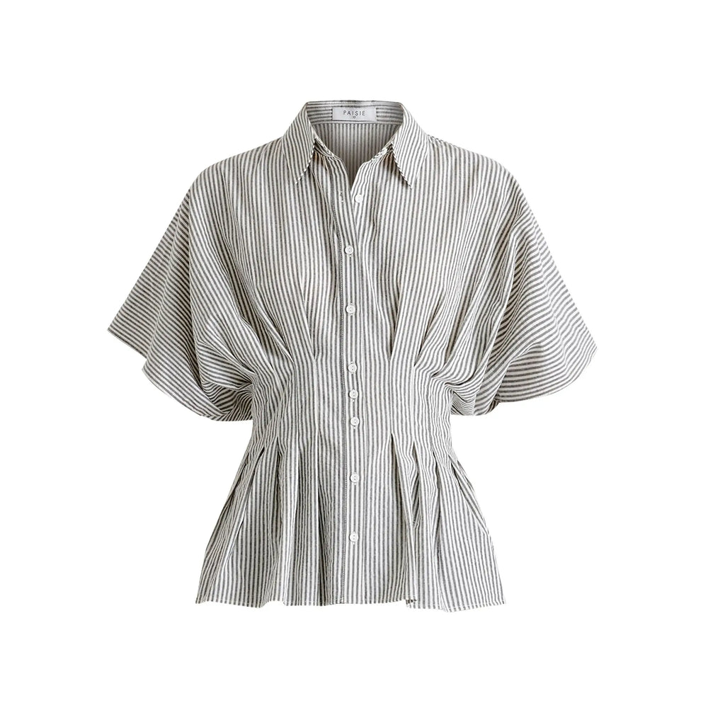 Striped Shirt With Waist Pleats Paisie