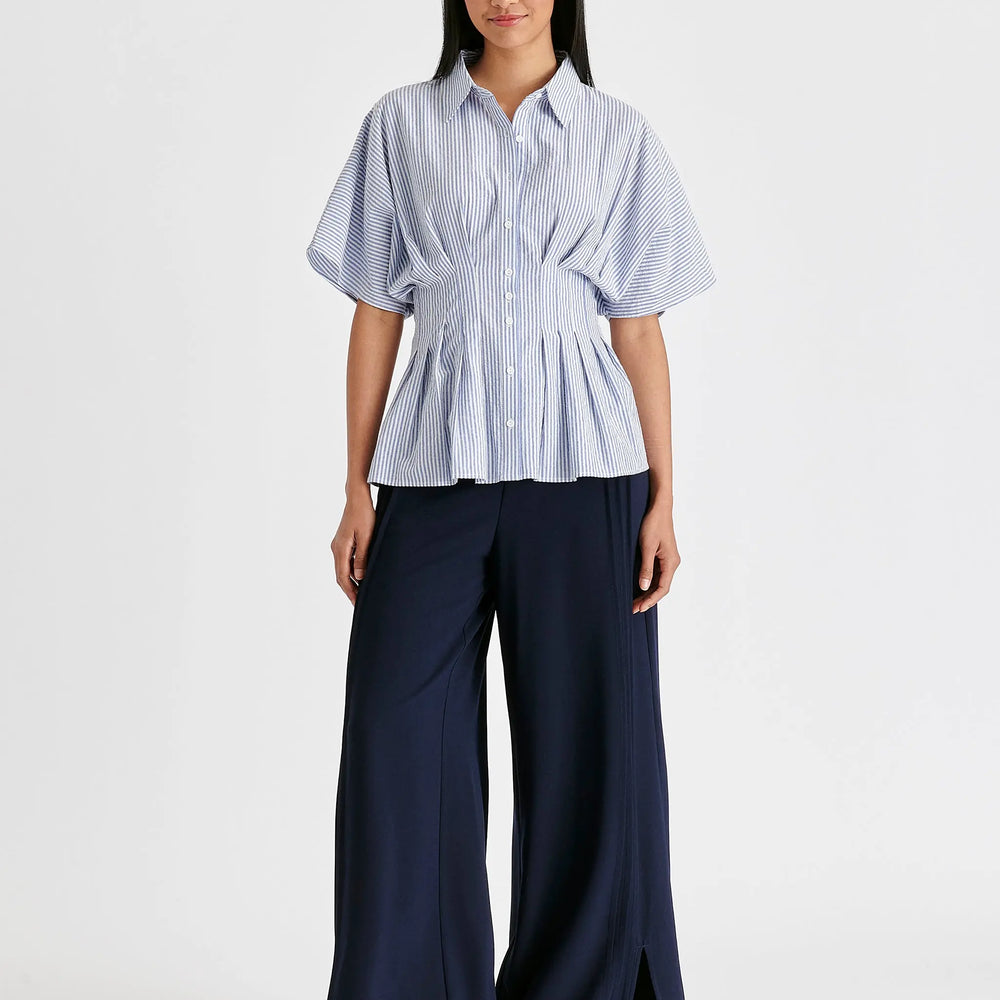 Striped Shirt With Waist Pleats Paisie