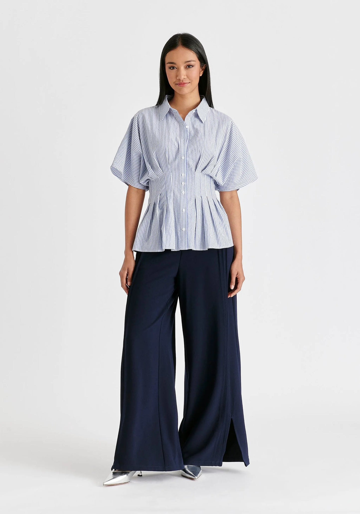 Striped Shirt With Waist Pleats Paisie